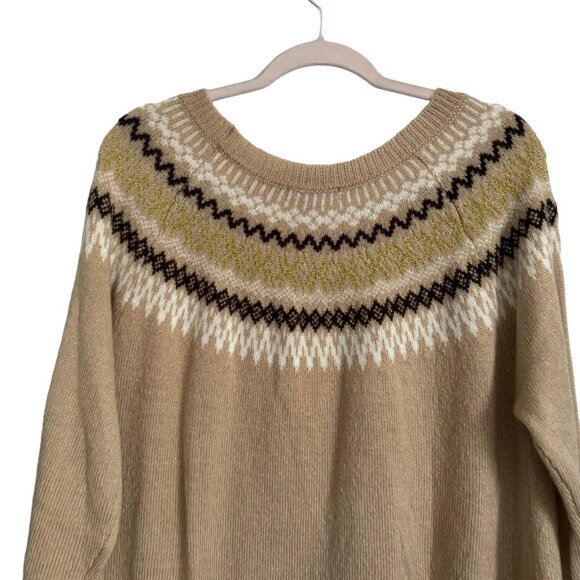 Roamans Womens Fair Isle Sweater Size 14/16WBeige with Geometric Pattern 98% Acr - Picture 12 of 13